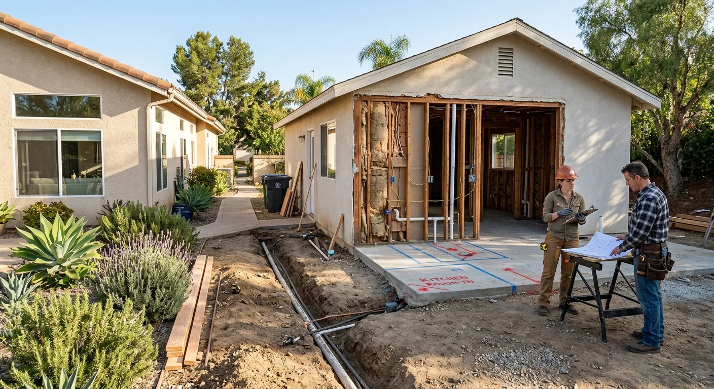Backyard guest house beside a San Marcos ranch home during conversion planning